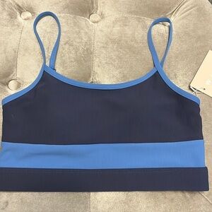 Wilo navy and cobalt rib, strappy, sports bra, new